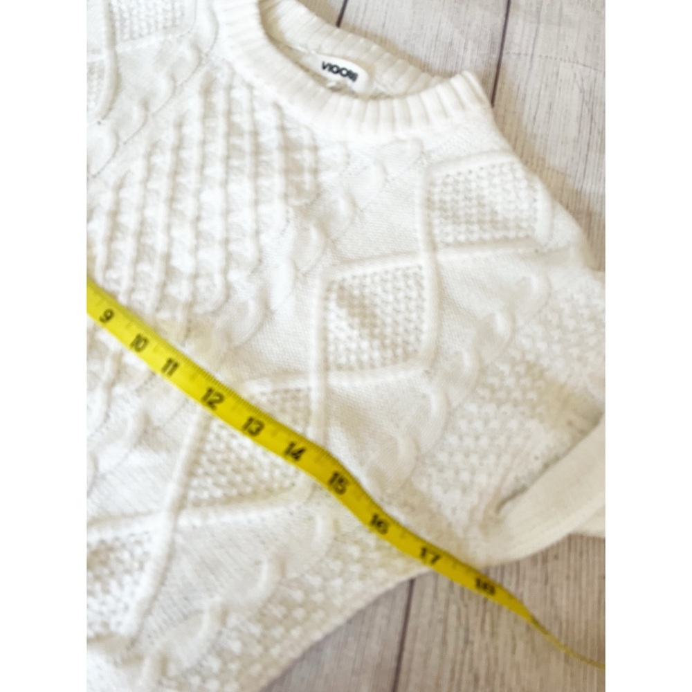 Vigoss white cable knit crew neck sweater NWT S - Picture 9 of 10